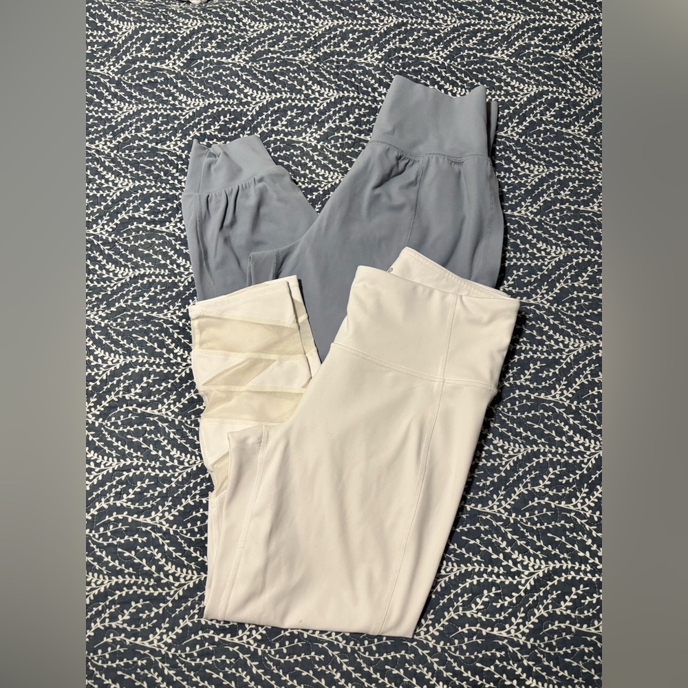 Athleta White Leggings & Blue Pants Set